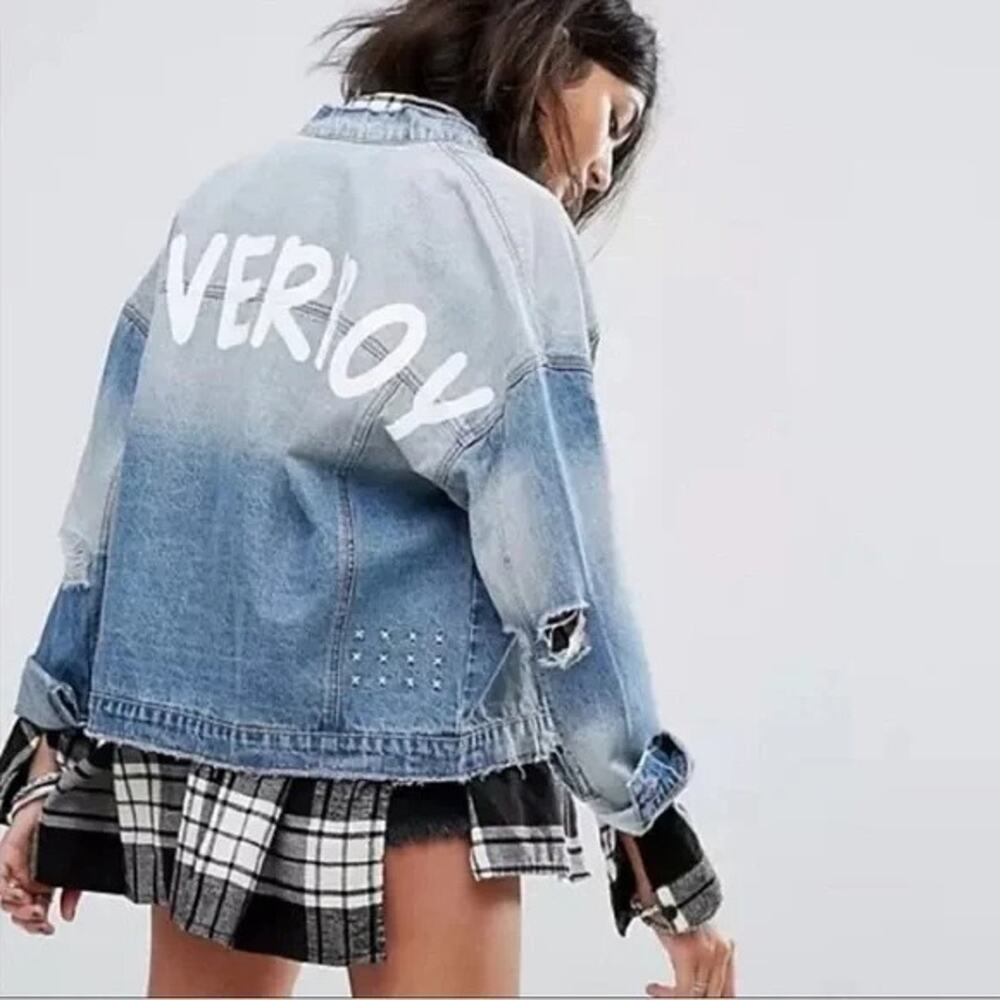 ASOS Noisy May Loverboy Print Denim Jacket Graphic
